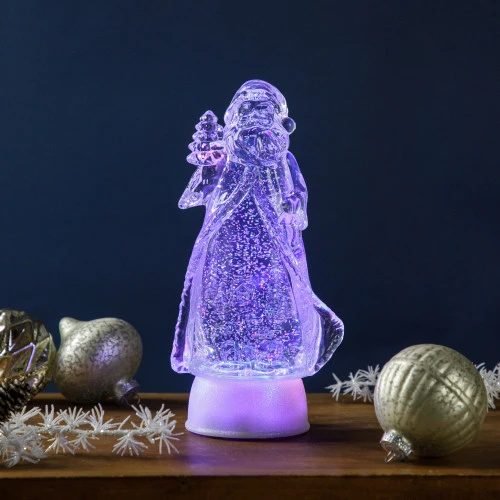 LED Lighted Color Changing Acrylic Santa Claus Christmas Decoration - 10" 4 LED Lighted Color Changing Acrylic Santa Claus Christmas Decoration - 10" - Image 2