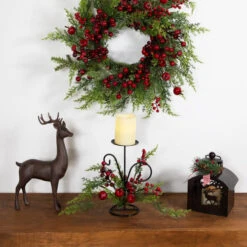 Northlight Apples And Berries Christmas Pillar Candle Holder - 10" - Green And Red 10 Northlight Apples And Berries Christmas Pillar Candle Holder - 10" - Green And Red -Northlight Christmas northlight yk95974 styled 01 70159.1722387419