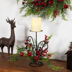 Northlight Apples And Berries Christmas Pillar Candle Holder - 10" - Green And Red 11 Northlight Apples And Berries Christmas Pillar Candle Holder - 10" - Green And Red -Northlight Christmas northlight yk95974 styled 02 59321.1722387417