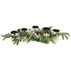 Berries And Eucalyptus Artificial Christmas Candle Holder - 42"