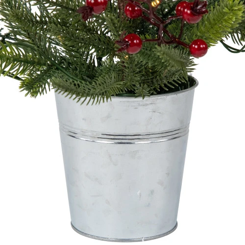 Northlight Pre-Lit LED Mixed Pine Potted Christmas Tree With Berries And Cardinals - 2' - Warm White Lights 8 Northlight Pre-Lit LED Mixed Pine Potted Christmas Tree With Berries And Cardinals - 2' - Warm White Lights - Image 6