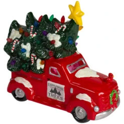 Northlight LED Lighted Vintage Truck Hauling Christmas Tree - 8" - Red
