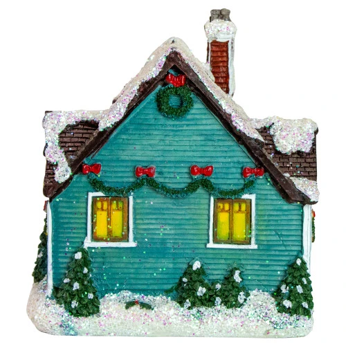Northlight LED Lighted Snowy House Christmas Village Decoration - 5.5" - Green 7 Northlight LED Lighted Snowy House Christmas Village Decoration - 5.5" - Green - Image 5