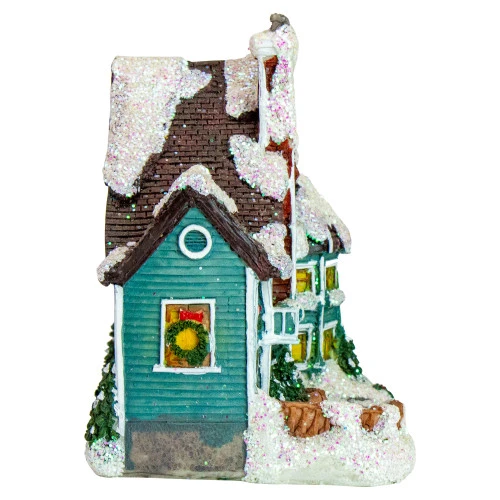 Northlight LED Lighted Snowy House Christmas Village Decoration - 5.5" - Green 6 Northlight LED Lighted Snowy House Christmas Village Decoration - 5.5" - Green - Image 4