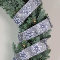 Northlight Gray And White Glitter Snowflake Christmas Wired Craft Ribbon 2.5" X 16 Yards -Northlight Christmas northlight20ky28068 4 95822.1642550417