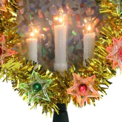 Northlight 7" Lighted Gold Tinsel Wreath With Candles Christmas Tree Topper - Multi Lights -Northlight Christmas northlight20nl02632 17231.1649952849