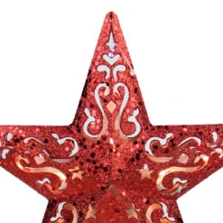 Lighted Glittered 5 Point Cut-Out Star Christmas Tree Topper - 9.75" -Red - Clear Lights -Northlight Christmas northlight20nl02633 56023.1638200616