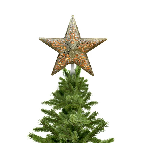 Northlight 8.25" Gold Glitter Star Christmas Tree Topper - Clear Lights 6 Northlight 8.25" Gold Glitter Star Christmas Tree Topper - Clear Lights - Image 4