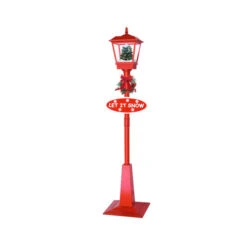 Northlight 70.75" Musical Red Holiday Street Lamp With Christmas Tree Snowfall Lantern -Northlight Christmas northlight20r01733 3 17154.1677320469