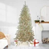 Northlight Metallic Platinum Artificial Tinsel Christmas Tree - 7 Ft Clear Lights