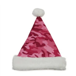 Northlight 21" Pink And White Camouflage Adult Christmas Santa Claus Hat - Medium