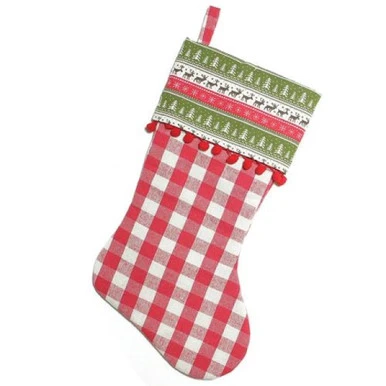 Northlight 19" Red And Green Rustic Plaid Christmas Stocking With Red Pom-Poms And Lodge Cuff 3 Northlight 19" Red And Green Rustic Plaid Christmas Stocking With Red Pom-Poms And Lodge Cuff