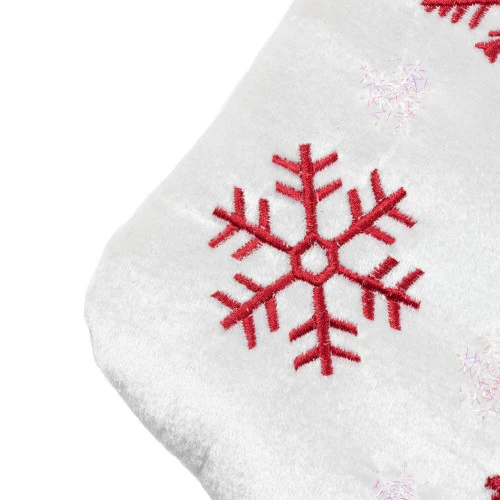 Northlight 19" Red And White Velvet Embroidered Snowflake Christmas Stocking 6 Northlight 19" Red And White Velvet Embroidered Snowflake Christmas Stocking - Image 4