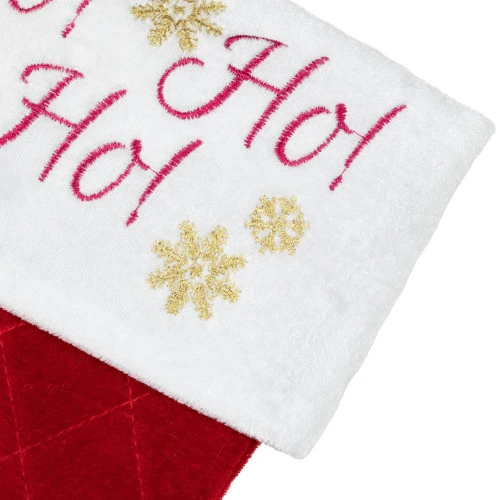 Northlight 19" Quilted Red Velvet HO! HO! HO! Embroidered Christmas Stocking 5 Northlight 19" Quilted Red Velvet HO! HO! HO! Embroidered Christmas Stocking - Image 3