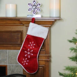 Northlight 19" Red And White Snowflake Embroidered Christmas Stocking -Northlight Christmas northlight 530998go 3 61179.1599786794