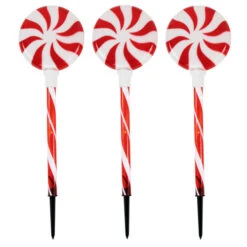Northlight Set Of 3 Lighted LED Peppermint Candy Christmas Pathway Markers 26" -Northlight Christmas northlight a94011 1 37978.1667428244