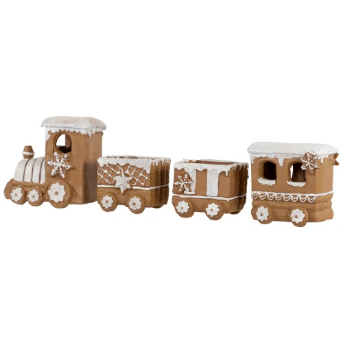 Northlight Frosted Snowflake Gingerbread Train Christmas Decoration - 5.5" - 4-Piece 6 Northlight Frosted Snowflake Gingerbread Train Christmas Decoration - 5.5" - 4-Piece - Image 4