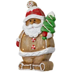Northlight Lighted Gingerbread Santa With Frosted Tree Christmas Figure - 16" -Northlight Christmas northlight cb94907 02 10908.1694620063