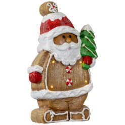 Northlight Lighted Gingerbread Santa With Frosted Tree Christmas Figure - 16" -Northlight Christmas northlight cb94907 03 46591.1694620063