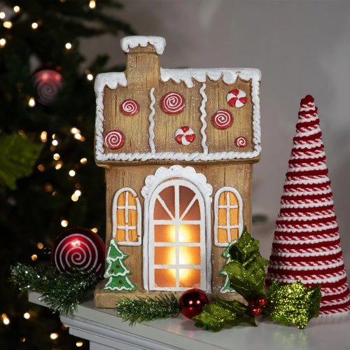 Northlight LED Lighted Peppermint Gingerbread House Christmas Decoration - 14" 4 Northlight LED Lighted Peppermint Gingerbread House Christmas Decoration - 14" - Image 2