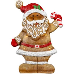 Northlight LED Lighted Gingerbread Santa With Candy Cane Christmas Figure - 15"