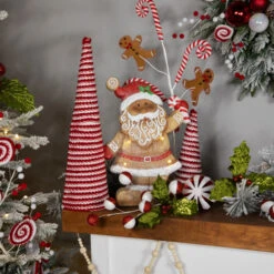 Northlight LED Lighted Gingerbread Santa With Candy Cane Christmas Figure - 15" -Northlight Christmas northlight cb94916 styled 02 14865.1694533527