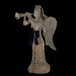 4.25' Lighted Silver And Beige Glitter Dusted Angel With Horn Outdoor Christmas Yard Art Decor -Northlight Christmas northlight d2018 31721g 3 14941.1600478205