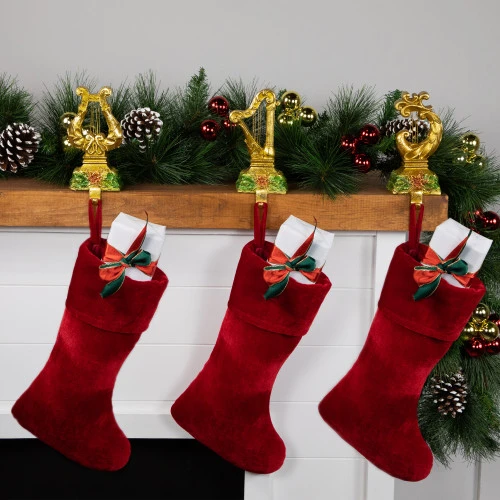 Northlight Glittered Harp Christmas Stocking Holders - 7" - Gold Finish - Set Of 3 4 Northlight Glittered Harp Christmas Stocking Holders - 7" - Gold Finish - Set Of 3 - Image 2