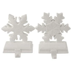 Northlight Glittered Snowflake Christmas Stocking Holder - 6.5” - White - Set Of 2
