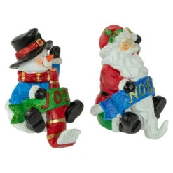 Northlight Santa "Noel" And Snowman "Joy" Glitter Christmas Stocking Holders - 5" - Set Of 2 -Northlight Christmas northlight dw15129 2 new 08685.1665610741