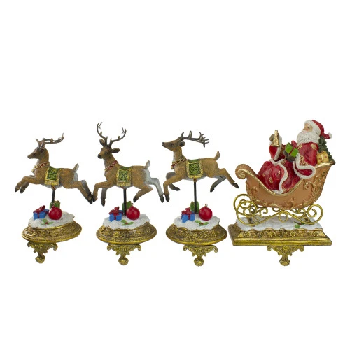 Northlight Santa And Reindeer Christmas Stocking Holders - 9.5" - Set Of 4 3 Northlight Santa And Reindeer Christmas Stocking Holders - 9.5" - Set Of 4