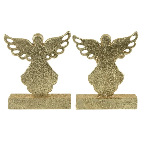 Northlight Angel Glittered Christmas Stocking Holders - 5.5" - Gold - Set Of 2 7 Northlight Angel Glittered Christmas Stocking Holders - 5.5" - Gold - Set Of 2 - Image 5