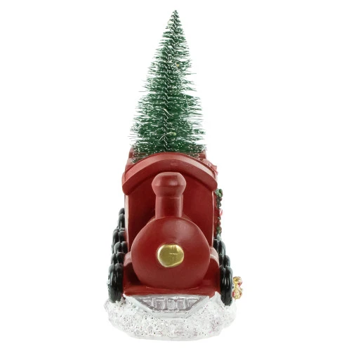 Northlight LED Lighted Frosted Trees In Train Christmas Decoration - 12" - Red And Gold 7 Northlight LED Lighted Frosted Trees In Train Christmas Decoration - 12" - Red And Gold - Image 5