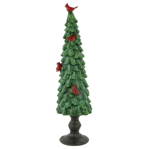 Northlight Glittered Christmas Tree With Red Cardinals Decoration - 14.5" - Green And Red 3 Northlight Glittered Christmas Tree With Red Cardinals Decoration - 14.5" - Green And Red