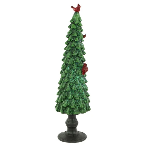 Northlight Glittered Christmas Tree With Red Cardinals Decoration - 14.5" - Green And Red 6 Northlight Glittered Christmas Tree With Red Cardinals Decoration - 14.5" - Green And Red - Image 4