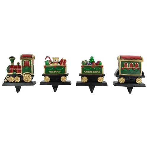 Northlight Set Of 4 Merry Christmas Train Stocking Holders 5" 3 Northlight Set Of 4 Merry Christmas Train Stocking Holders 5"