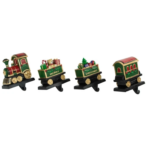Northlight Set Of 4 Merry Christmas Train Stocking Holders 5" 4 Northlight Set Of 4 Merry Christmas Train Stocking Holders 5" - Image 2