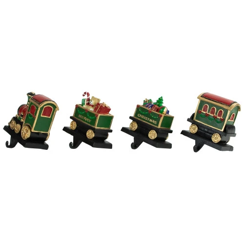 Northlight Set Of 4 Merry Christmas Train Stocking Holders 5" 5 Northlight Set Of 4 Merry Christmas Train Stocking Holders 5" - Image 3