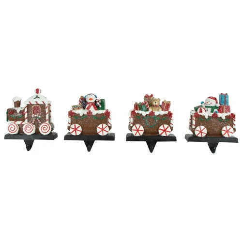Northlight Set Of 4 Gingerbread Train Christmas Stocking Holders 4.75" 3 Northlight Set Of 4 Gingerbread Train Christmas Stocking Holders 4.75"