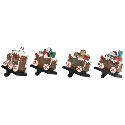 Northlight Set Of 4 Gingerbread Train Christmas Stocking Holders 4.75" 5 Northlight Set Of 4 Gingerbread Train Christmas Stocking Holders 4.75" - Image 3