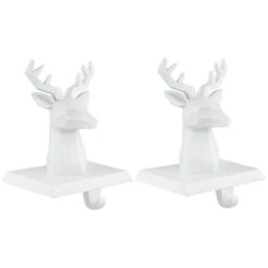 Northlight Set Of 2 White Reindeer Head Christmas Stocking Holders 5.75" -Northlight Christmas northlight dw94232 set 2 14022.1673688681