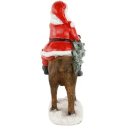 Santa Claus On A Reindeer Holding A Frosted Pine Tree Christmas Figurine - 8.25" -Northlight Christmas northlight dw94652 04 04212.1694101353