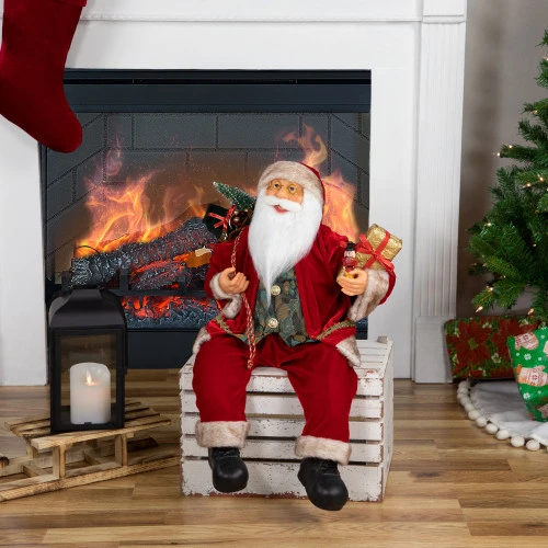 Northlight 24" Sitting Santa Claus With Gift Bag And Presents Christmas Figure 4 Northlight 24" Sitting Santa Claus With Gift Bag And Presents Christmas Figure - Image 2