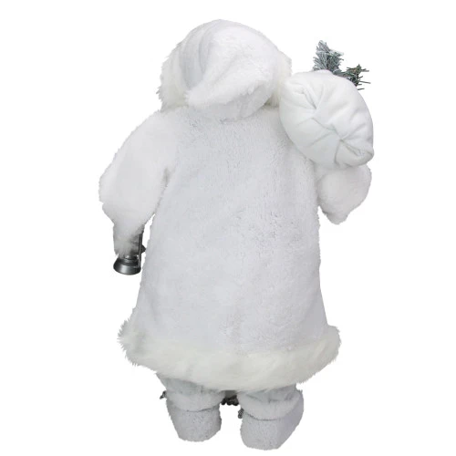 Northlight 24" White Silver Santa Claus With Lantern Christmas Figure 6 Northlight 24" White Silver Santa Claus With Lantern Christmas Figure - Image 4