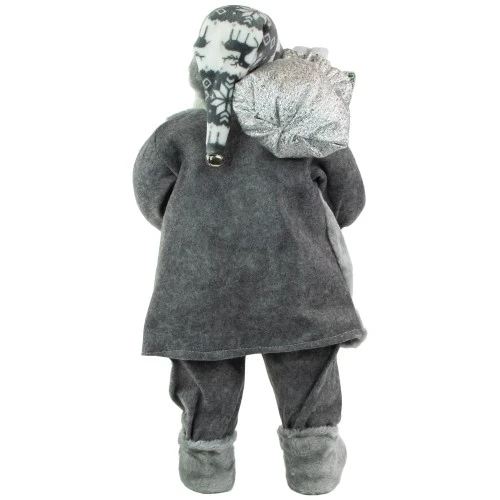Northlight 24" Gray And White Santa Claus With Lantern Christmas Figure 7 Northlight 24" Gray And White Santa Claus With Lantern Christmas Figure - Image 5