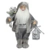 Northlight Faux Fur Standing Santa Claus Christmas Figurine With Bag And Lantern - 12"