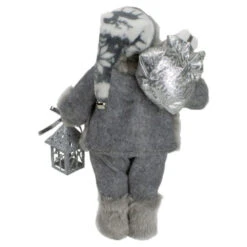 Northlight Faux Fur Standing Santa Claus Christmas Figurine With Bag And Lantern - 12" -Northlight Christmas northlight e85386 3 updated 01030.1665174043