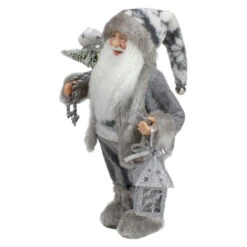 Northlight Faux Fur Standing Santa Claus Christmas Figurine With Bag And Lantern - 12" -Northlight Christmas northlight e85386 4 updated 48703.1665174043