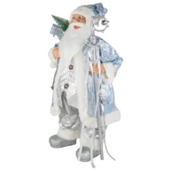 Northlight 24" Blue And Silver Ice Palace Santa Claus With Staff And Bag Christmas Figure -Northlight Christmas northlight e86136 2new 52295.1671008226