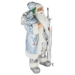 Northlight 24" Blue And Silver Ice Palace Santa Claus With Staff And Bag Christmas Figure -Northlight Christmas northlight e86136 3new 29628.1671008226